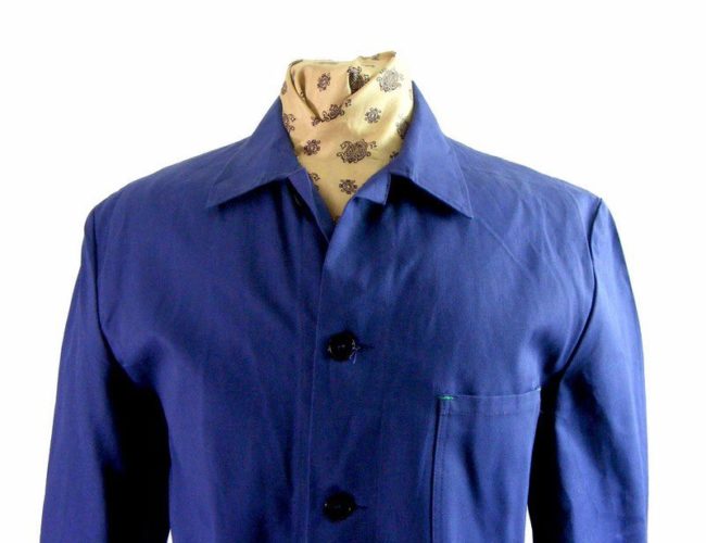70s Blue Button Through Work wear Jacket -XL - Image 2