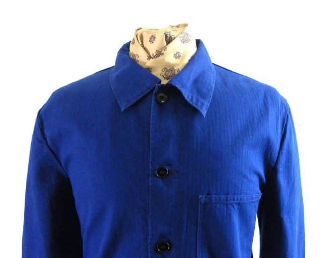 70s Blue Cotton Long Workwear Jacket - XL - Image 2