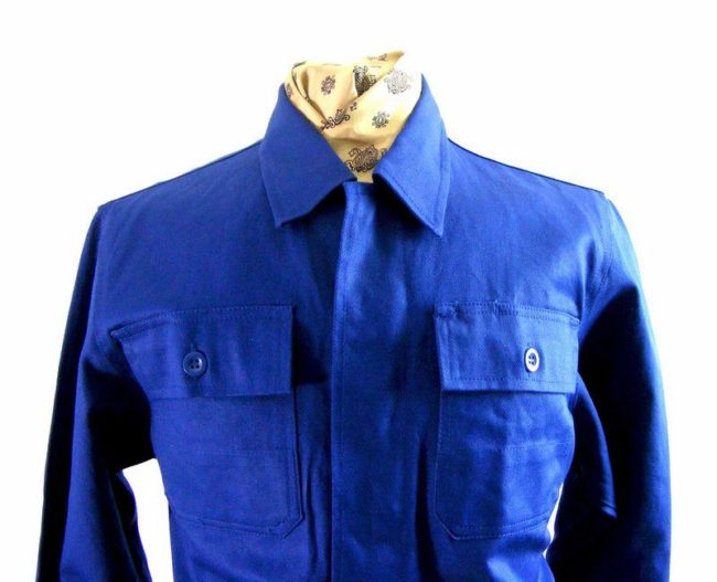 70s Blue Cotton Short Workwear Jacket - L - Image 2