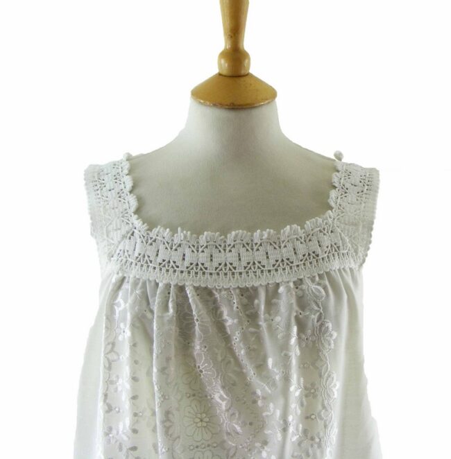 70s Broderie Anglaise White Sleeveless Top - 12 - Image 2