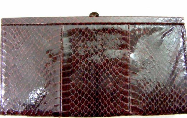 70s Burgundy Snakeskin Purse - Image 2
