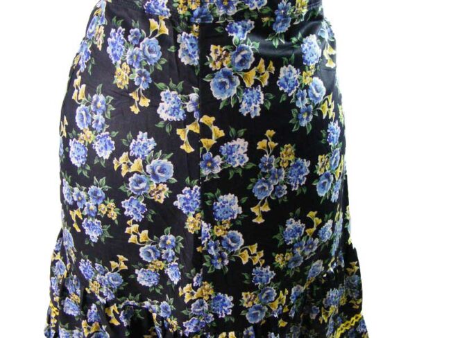 70s Floral Print Polished Cotton skirt - 10 - Image 2