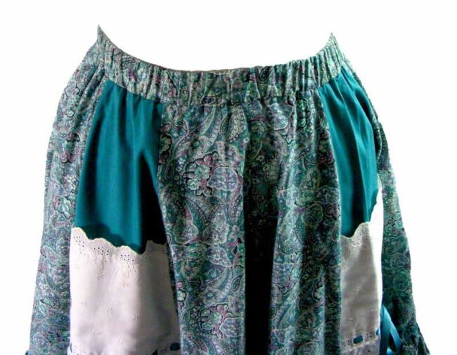70s Green Paisley Print Layered Skirt - 12 - Image 2