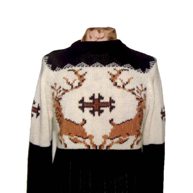 70s Mens Brown Reindeer Christmas Sweater - M - Image 2