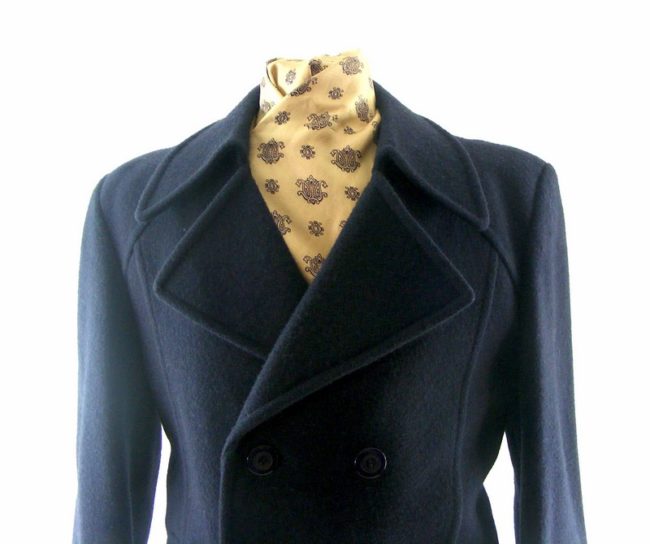 70s Mens Navy Blue P Coat - L - Image 2