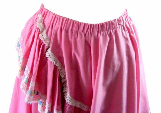 70s Pink Broderie Anglaise A Line Skirt - 8 - Image 2