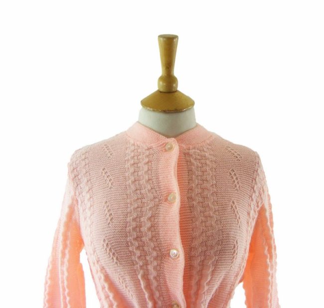 70s Pink Button Through Ribbed Cardigan - 10 - Image 2