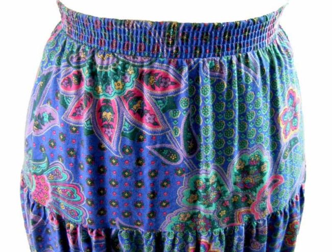 70s Purple Layered Floral Print A Line Skirt - Image 2