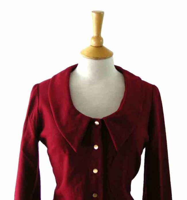 70s Red Wool A Line Dress - 12 - Image 2