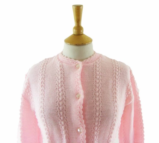 70s Short Pink Ribbed Cardigan - 12 - Image 2