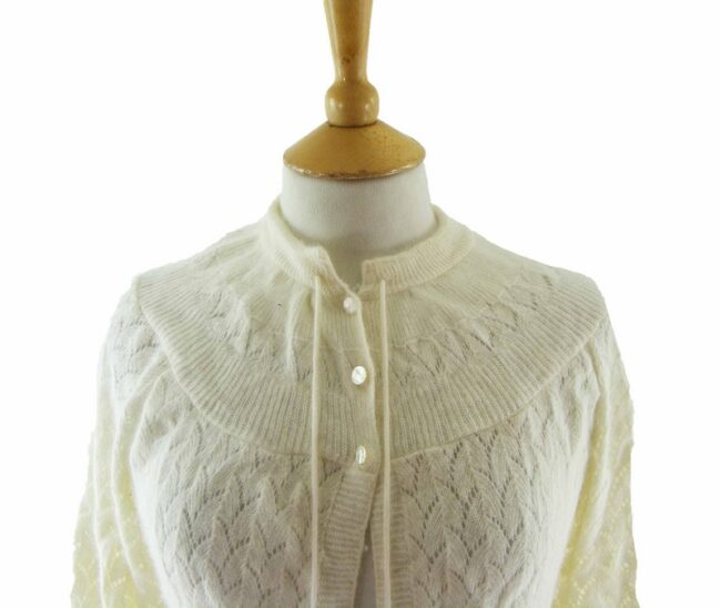 70s White Angora Knitted Cardigan - 8 - Image 2