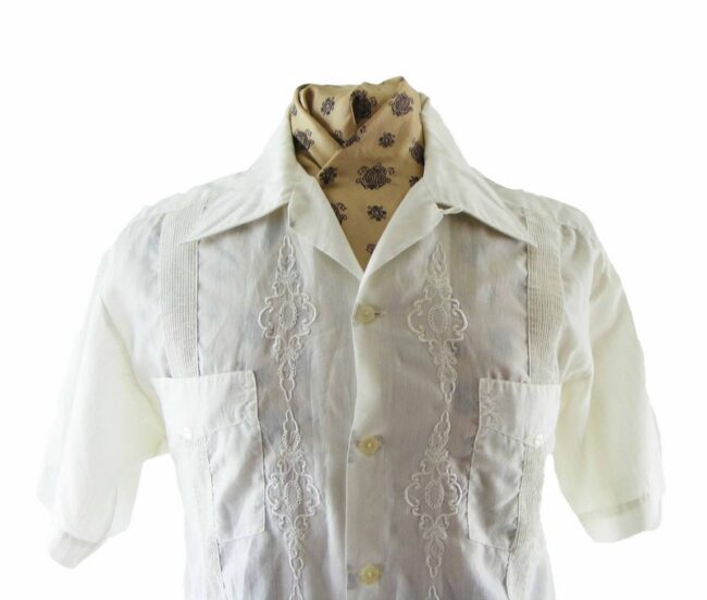 70s White Cuban Shirt - L - Image 2