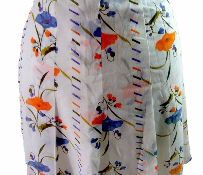 70s White Floral Print Above The Knee skirt - Image 2
