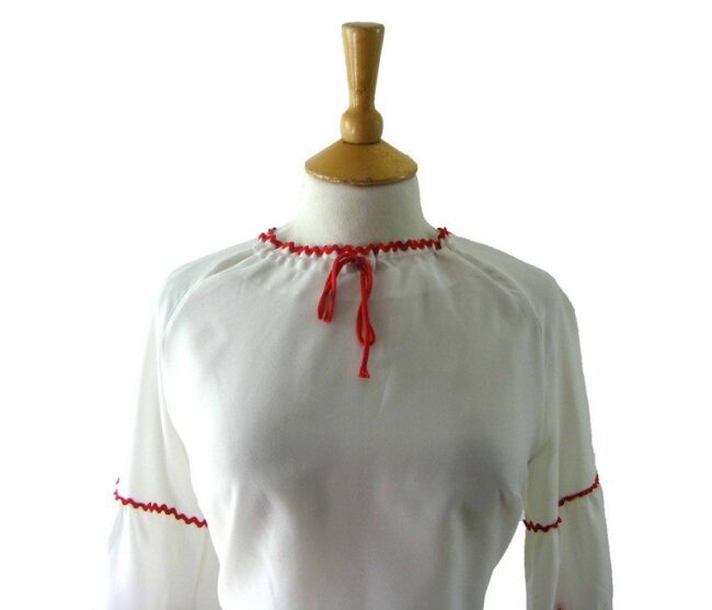 70s White Hippie Blouse - 12 - Image 2