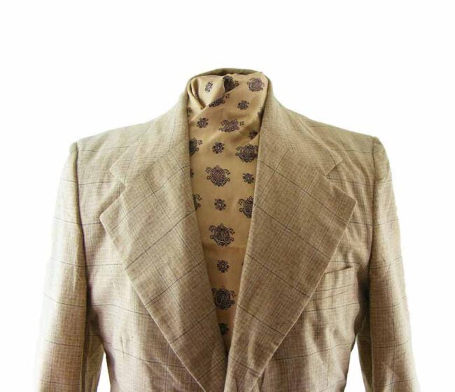 70s Wide Lapel Brown Checked Jacket - M - Image 2