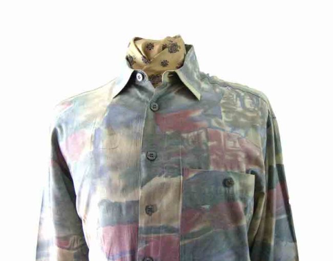 80s Abstract Patterned Shirt - L - Image 2