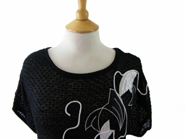 80s Black Applique Top - 14 - Image 2
