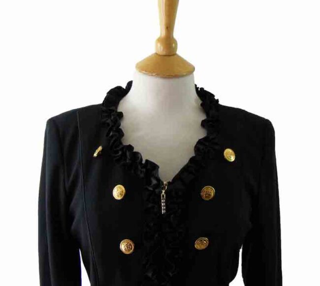 80s Black Jacket With Gold Buttons - Image 2