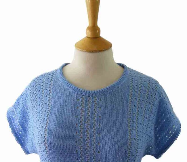 80s Blue Knitted Top - 10 - Image 2