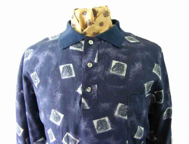 80s Blue Printed Casual shirt - L - Image 2