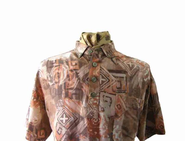 80s Brown Abstract Print shirt - L - Image 2