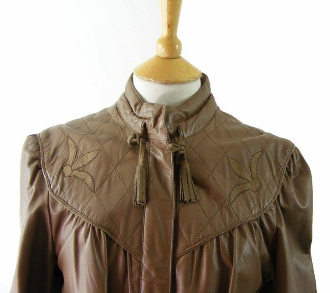 80s Brown Long Leather Jacket - 10 - Image 2