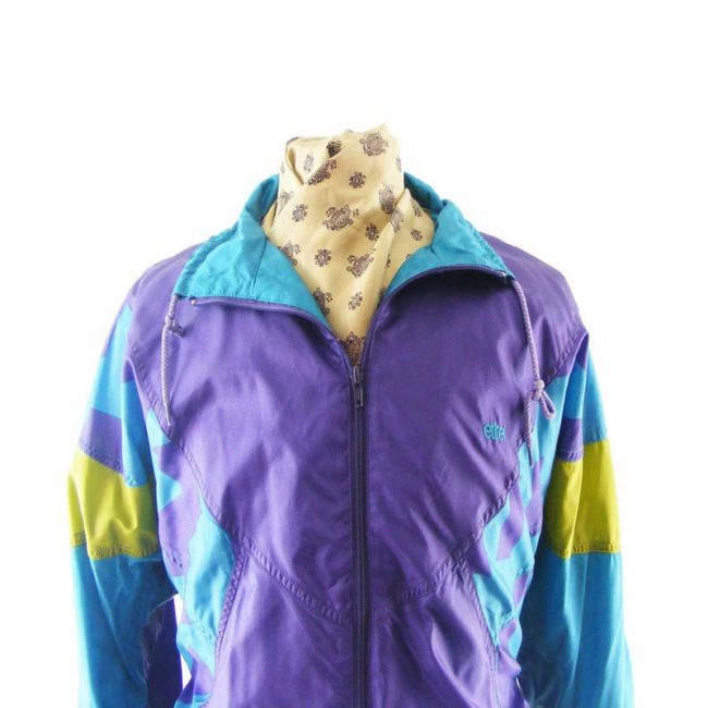 80s Etirel Neon Purple Shell Suit Top - L - Image 2