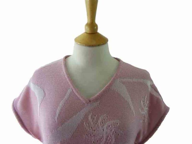 80s Floral Print Pink Top - 10 - Image 2