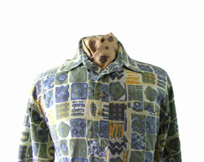 80s Green And Blue Casual shirt - M - Image 2