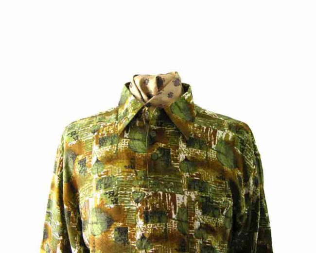 80s Green Floral Print shirt - XL - Image 2
