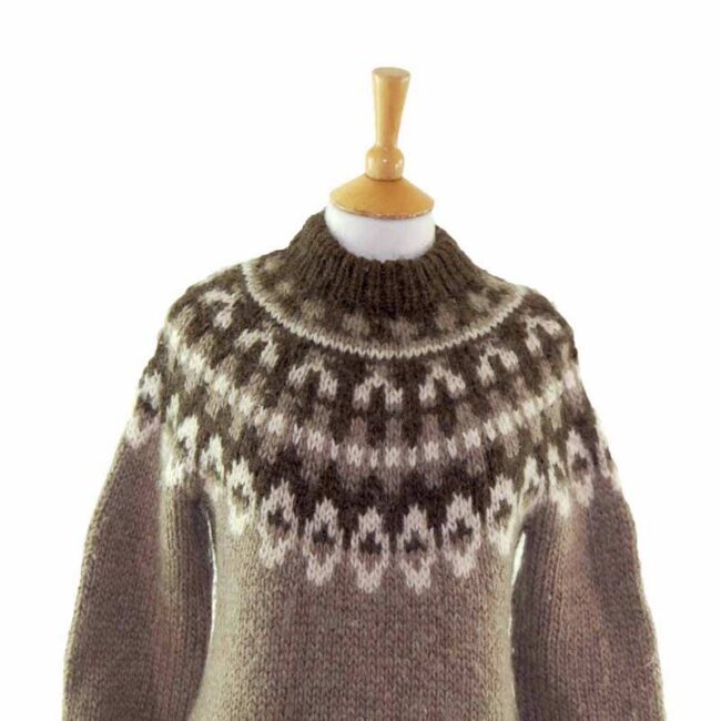80s Ladies Brown Icelandic jumper - 10 - Image 2