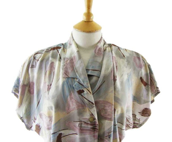 Close-up-of-80s-Multicolored-Abstract-Patterned-Blouse