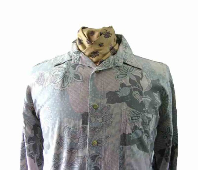 80s Multicolored Floral Print Shirt - L - Image 2