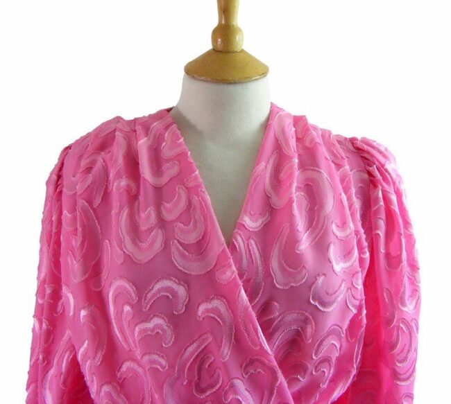 80s Pink V Neck Top - UK 10 - Image 2