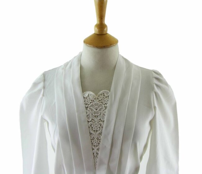 80s Pleated White Top - 10 - Image 2