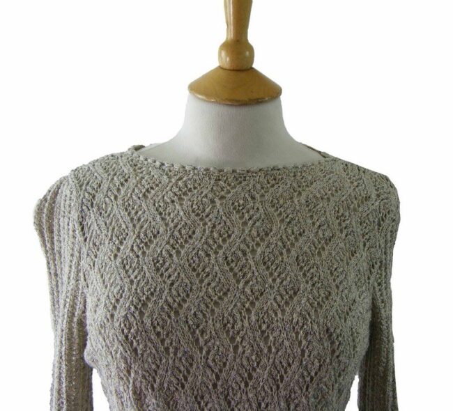 80s Sparkly Beige Crotchet Top - 10 - Image 2