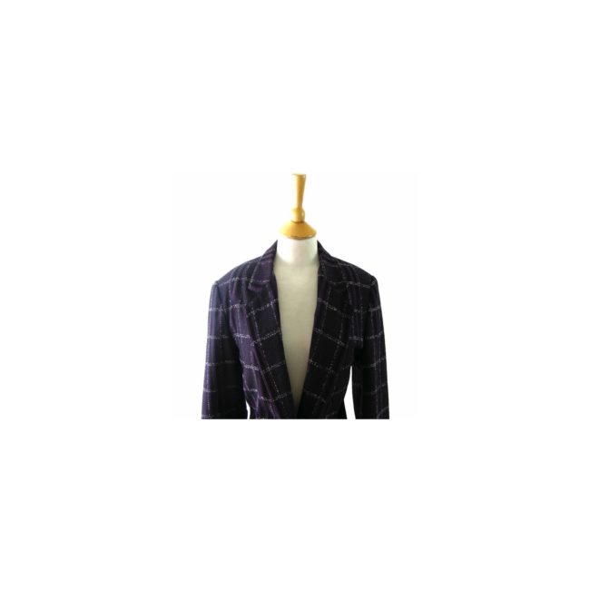 80s Style Purple Checked Blazer - 10 - Image 2