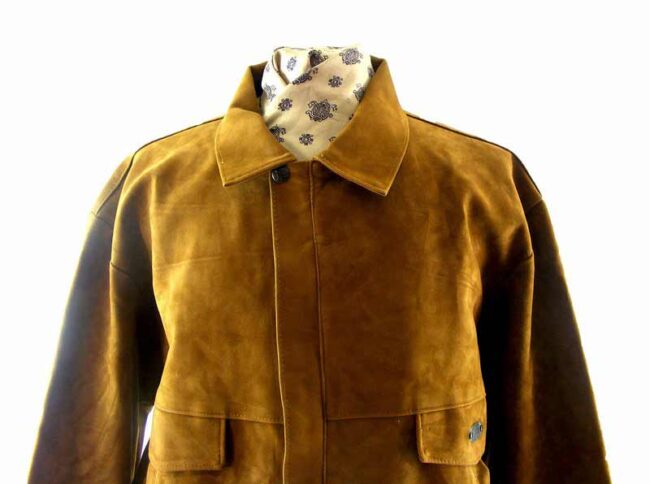 80s Tan Suedette Bomber jacket - L - Image 2