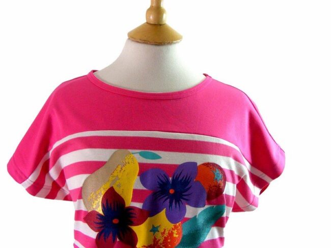 80s Tropical Print Tee Shirt - 12 - Image 2