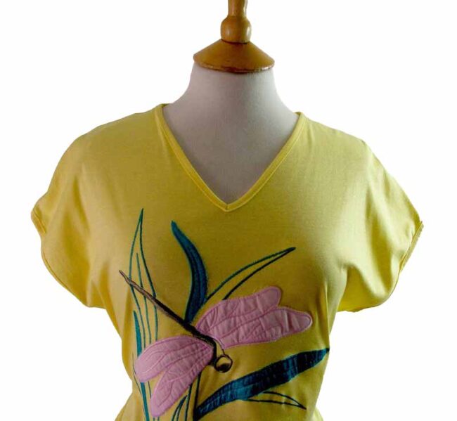 80s Yellow Dragonfly Tee Shirt - 12 - Image 2