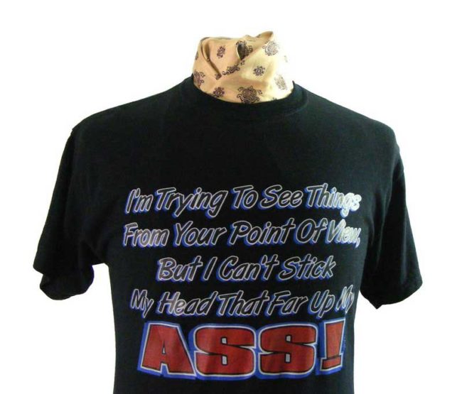 90s ASS Print Black T shirt - M - Image 2