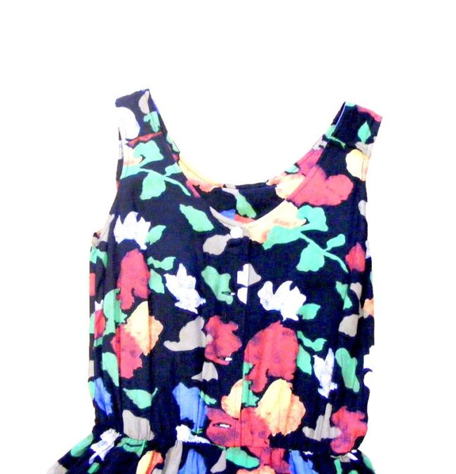 90s Abstract Floral Print Cropped Play suit -12 - Image 2
