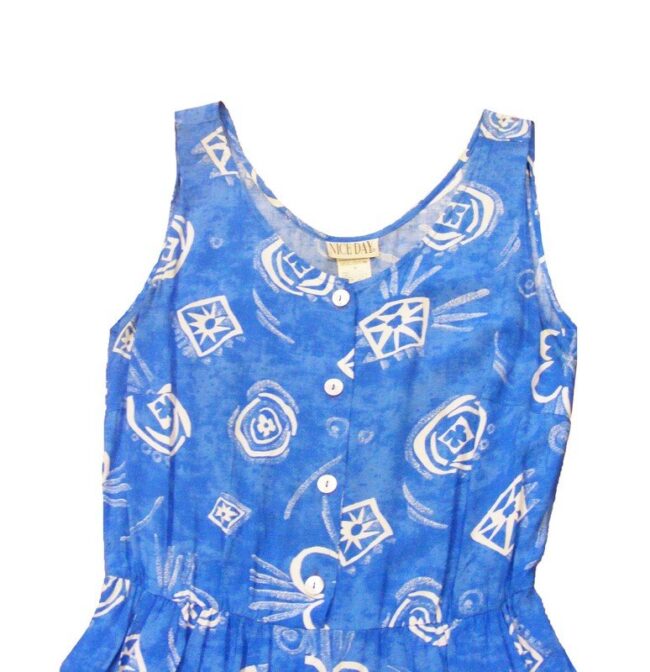 90s Blue Abstract Print Cropped Play suit - 12 - Image 2