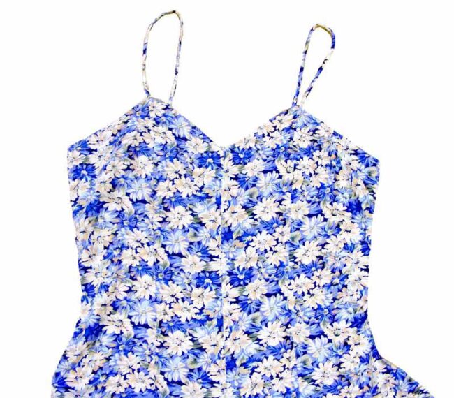 90s Blue And White Floral Print Play suit - 8 - Image 2