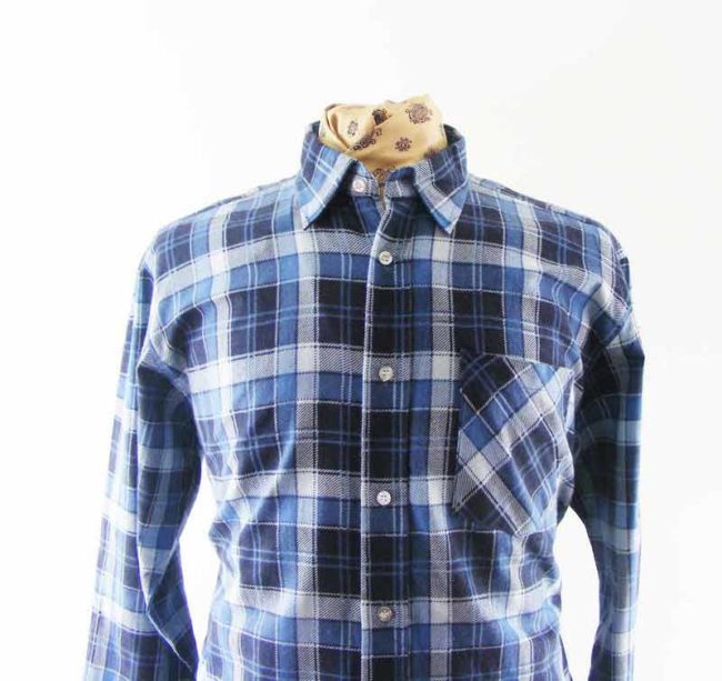 90s Blue Checked Flannel Shirt - XL - Image 2