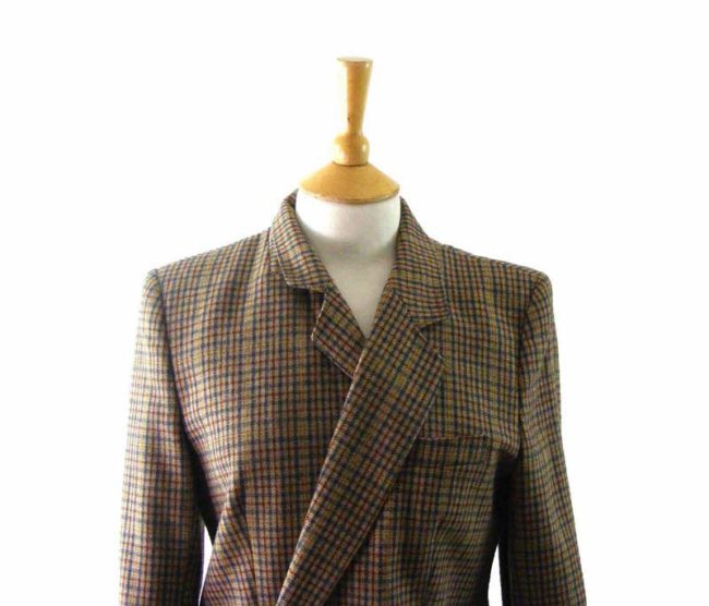 90s Checked Wool Tweed Double Breasted Blazer - 10 - Image 2
