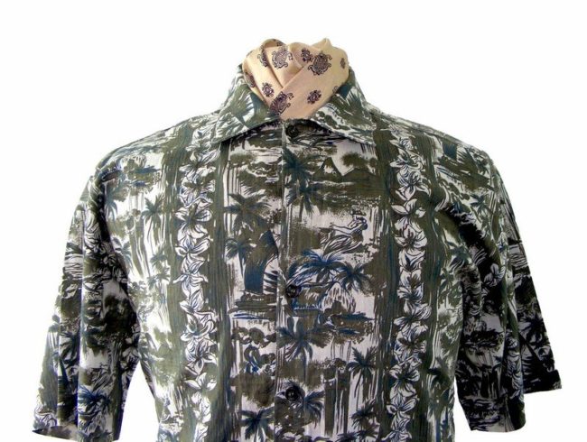 90s Exotic Island Print shirt - M - Image 2