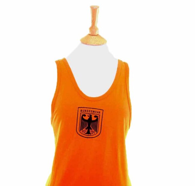 90s Fluorescent Orange Cotton German Military Vest - S - Image 2