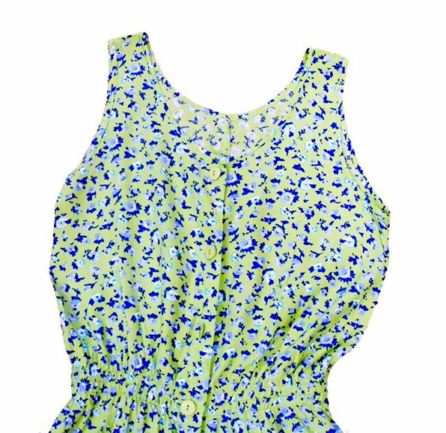 90s Green Floral Print Cropped Play suit - 10 - Image 2