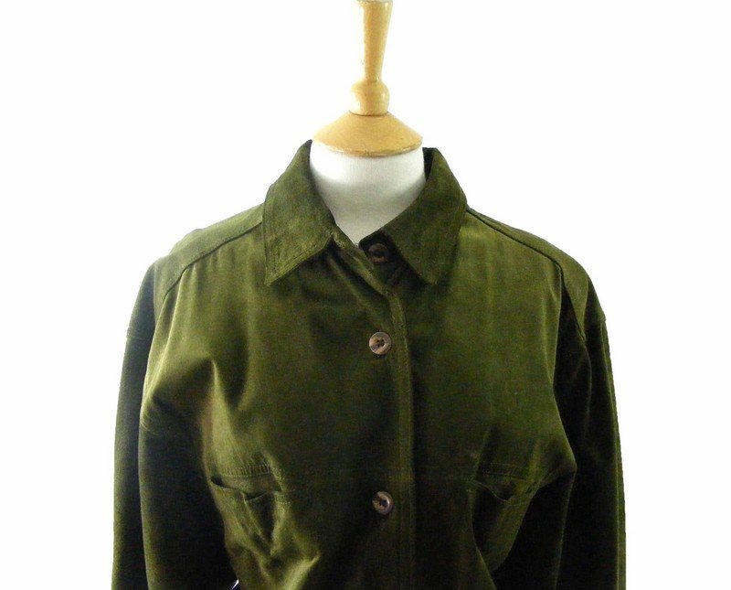90s Green Suede Over shirt - 10 - Blue 17 Vintage Clothing